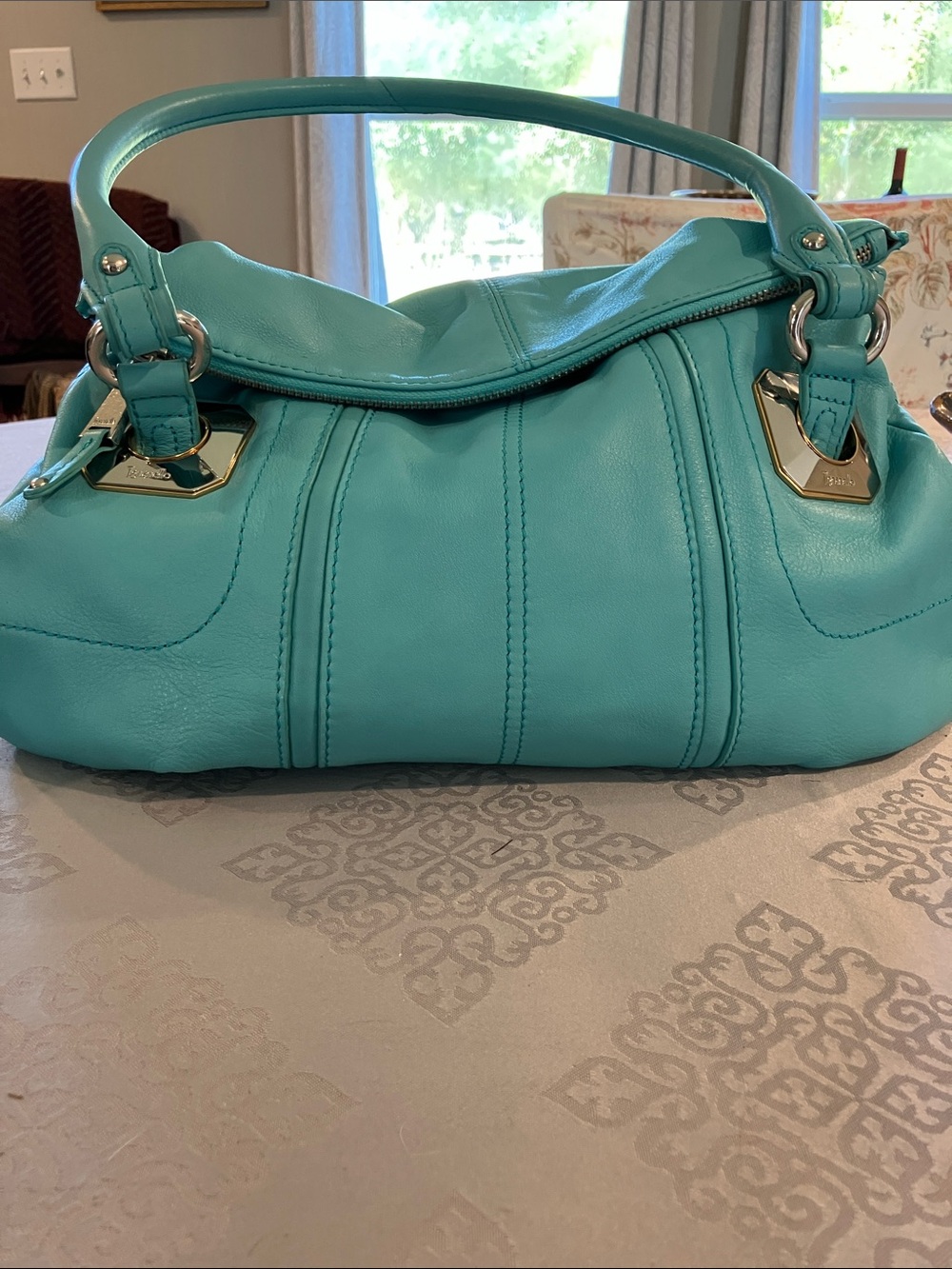 Tignanello Turquoise Leather Shoulder Bag